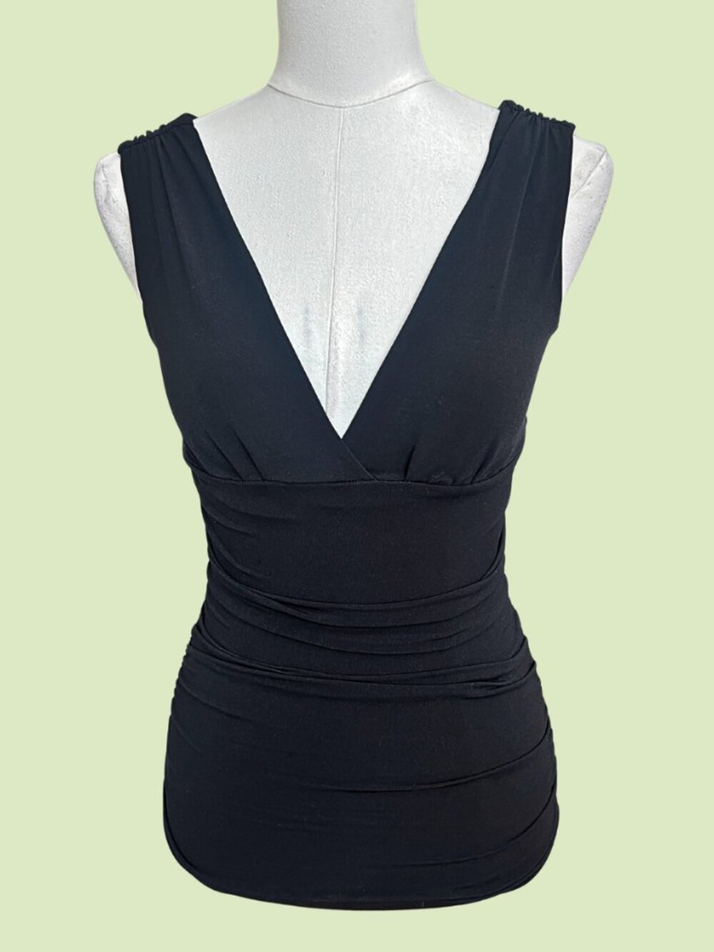 Y2K Arden B Black Ruched Deep V Tank Top